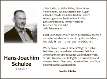 Traueranzeige von Hans-Joachim Schulze von UEL