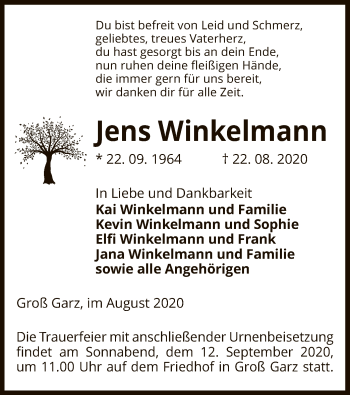 Traueranzeige von Jens Winkelmann von UEL