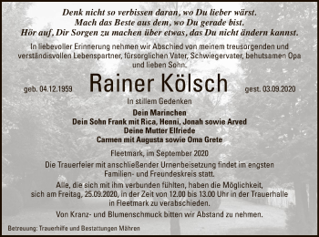 Traueranzeige von Rainer Kölsch von UEL