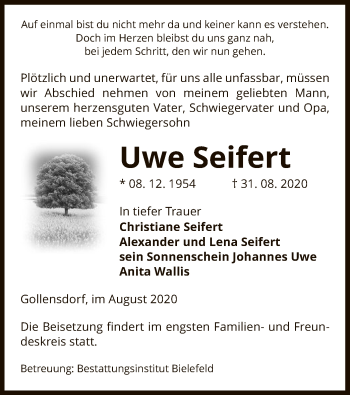 Traueranzeige von Uwe Seifert von UEL