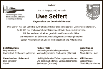 Traueranzeige von Uwe Seifert von UEL