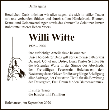 Traueranzeige von Willi Witte von UEL