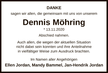 Traueranzeige von Dennis Möhring von UEL