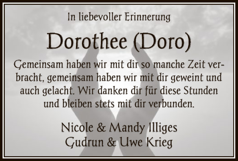  Traueranzeige für Dorothee Borchers vom 16.01.2021 aus UEL