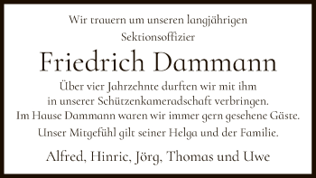 Traueranzeige von Friedrich Dammann von UEL