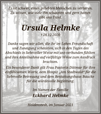 Traueranzeige von Ursula Helmke von UEL