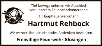 Traueranzeige von Hartmut  Rehbock   von UEL