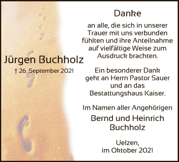 Traueranzeige von Jürgen Buchholz von UEL