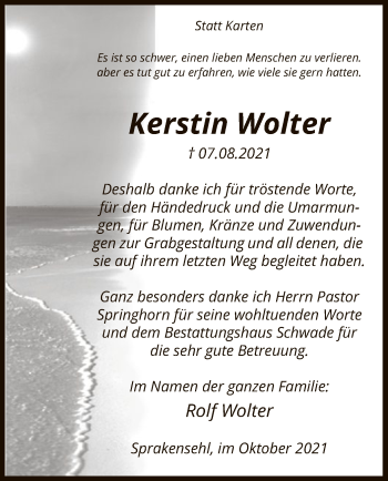 Traueranzeige von Kerstin Wolter von UEL