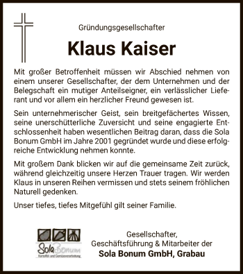 Traueranzeige von Klaus Kaiser von UEL