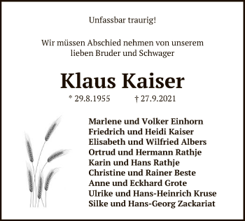 Traueranzeige von Klaus Kaiser von UEL