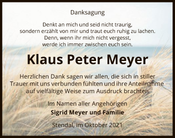 Traueranzeige von Klaus Peter Meyer von UEL