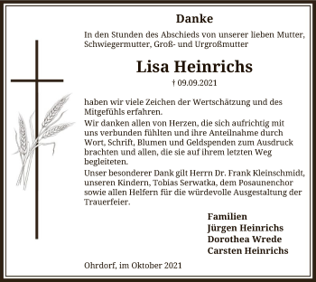 Traueranzeige von Lisa Heinrichs von UEL