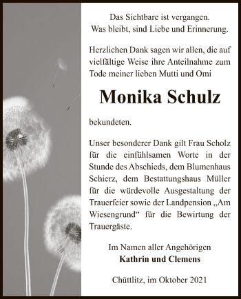 Traueranzeige von Monika Schulz von UEL