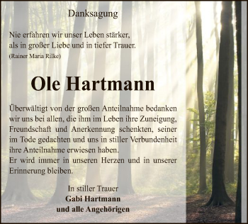 Traueranzeige von Ole Hartmann von UEL