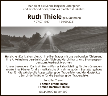 Traueranzeige von Ruth Thiele von UEL