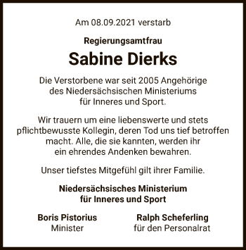 Traueranzeige von Sabine Dierks von UEL