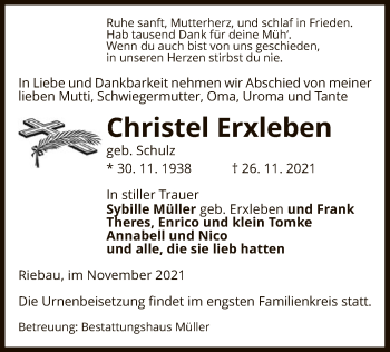 Traueranzeige von Christel Erxleben von UEL