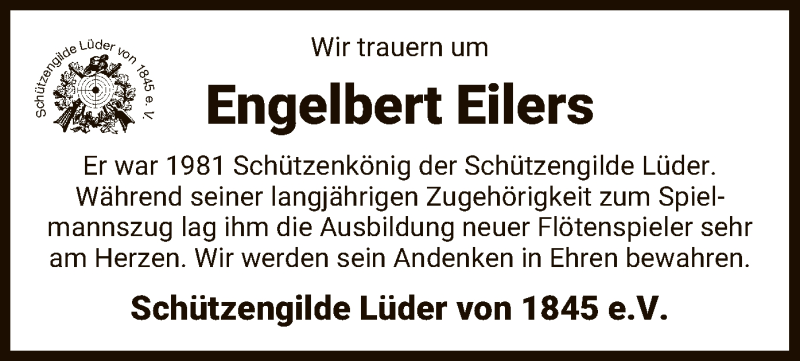  Traueranzeige für Engelbert Eilers vom 16.11.2021 aus UEL