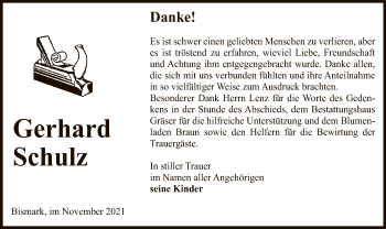 Traueranzeige von Gerhard Schulz von UEL