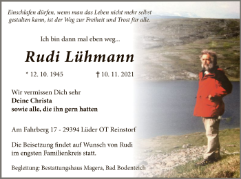 Traueranzeige von Rudi Lühmann von UEL