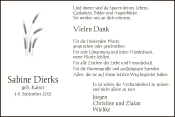 Traueranzeige von Sabine Dierks von UEL