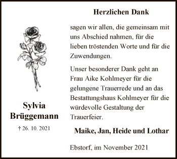 Traueranzeige von Sylvia Brüggemann von UEL