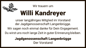 Traueranzeige von Willi Kandreyer von UEL