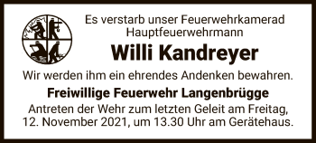 Traueranzeige von Willi Kandreyer von UEL