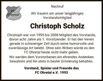 Traueranzeige von Christoph Scholz von UEL