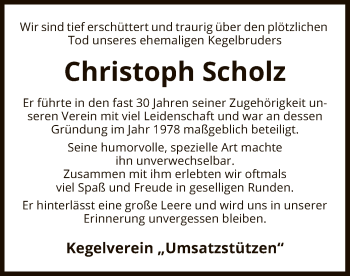 Traueranzeige von Christoph Scholz von UEL