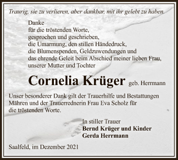 Traueranzeige von Cornelia Krüger von UEL