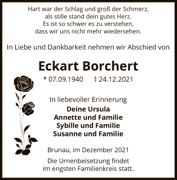 Traueranzeige von Eckart Borchert von UEL