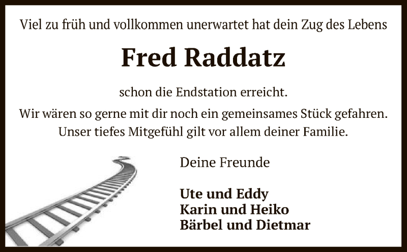  Traueranzeige für Fred Raddatz vom 04.12.2021 aus UEL