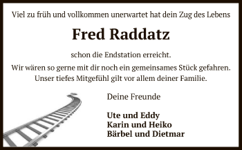 Traueranzeige von Fred Raddatz von UEL