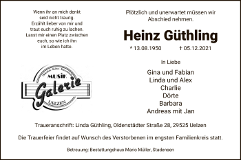 Traueranzeige von Heinz Güthling von UEL