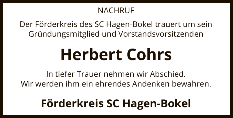  Traueranzeige für Herbert Cohrs vom 04.12.2021 aus UEL