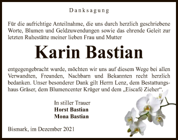 Traueranzeige von Karin Bastian von UEL
