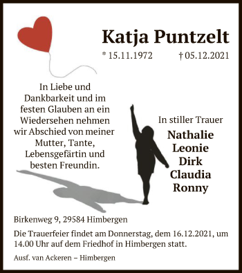 Traueranzeige von Katja Puntzelt von UEL