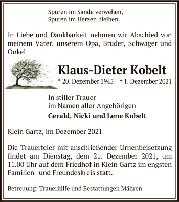 Traueranzeige von Klaus-Dieter Kobelt von UEL