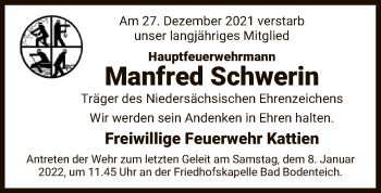 Traueranzeige von Manfred Schwerin von UEL