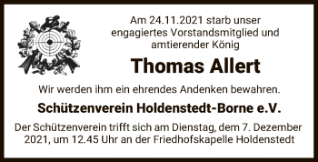 Traueranzeige von Thomas Allert von UEL