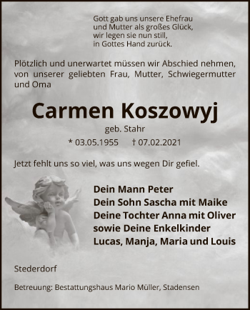 Traueranzeige von Carmen Koszowyj von UEL