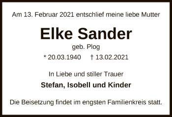 Traueranzeige von Elke Sander von UEL