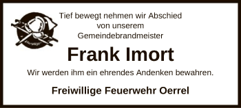 Traueranzeige von Frank Imort von UEL