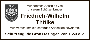 Traueranzeige von Friedrich-Wilhelm Thölke von UEL