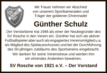 Traueranzeige von Günther Schulz von UEL