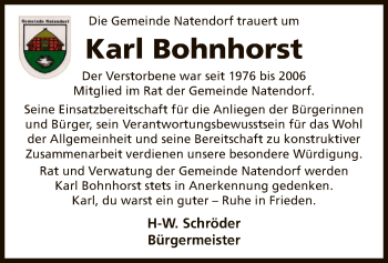 Traueranzeige von Karl Bohnhorst von UEL