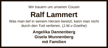 Traueranzeige von Ralf Lammert von UEL