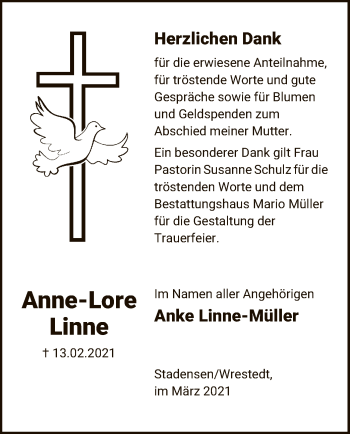 Traueranzeige von Anne-Lore Linne von UEL